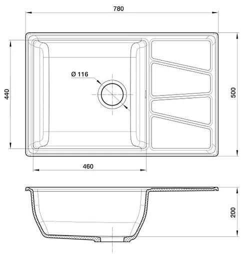 Мойка кухонная GranFest Vertex V-780L иней