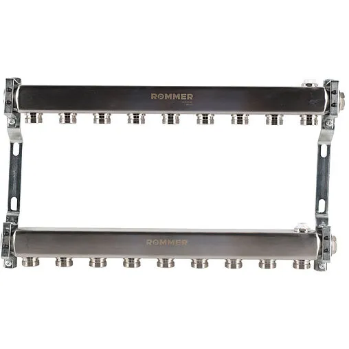 Группа коллекторная распределительная 9 отводов 1&quot;в/в x ¾&quot;ек Rommer RMS-4401-000009