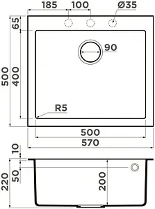 Мойка кухонная Omoikiri Bosen 57-BL черный 4993145, 2