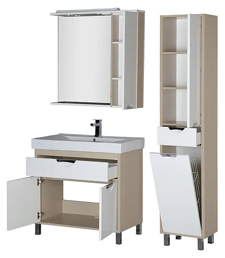 Шкаф-зеркало Aquanet Гретта 90 R белый/светлый дуб 00173987