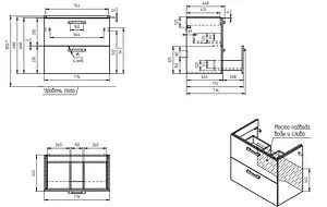 Тумба-умывальник Cersanit Melar 80 белый 64130+, 2