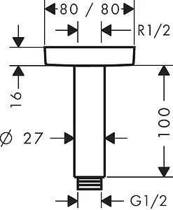 Держатель верхнего душа на потолок Hansgrohe E 100 хром 27467000, 2