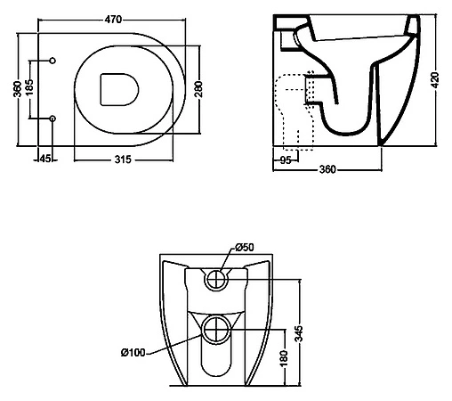 Унитаз приставной Kerasan Flo белый 311401 Унитаз приставной Kerasan Flo белый 311401