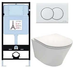 Комплект 6 в 1 Jacob Delafon Rodin+ E21750RU-00 с кнопкой E36496-00 белый глянцевый, 1