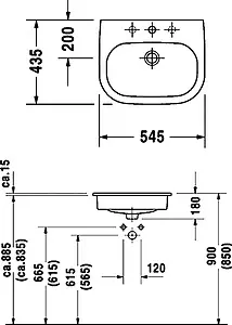 Раковина Duravit D-code 55 белый 0337540000 Раковина Duravit D-code 55 белый 0337540000, 2