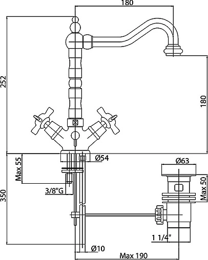 Смеситель для раковины Cezares Lord хром LORD-LS2-01