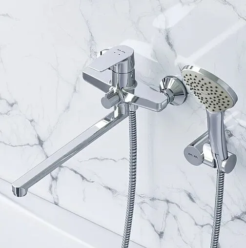 Смеситель для ванны с длинным изливом Am.Pm Gem хром F90A95000 Смеситель для ванны с длинным изливом Am.Pm Gem хром F90A95000