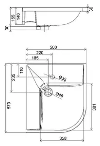 Раковина Ravak BeHappy 50 L белый XJAL1100000, 2
