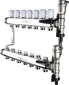 Группа коллекторная без расходомеров 7 отводов 1&quot;в/в x ¾&quot;ек Valtec VTc.588.EMNX.0607, 1