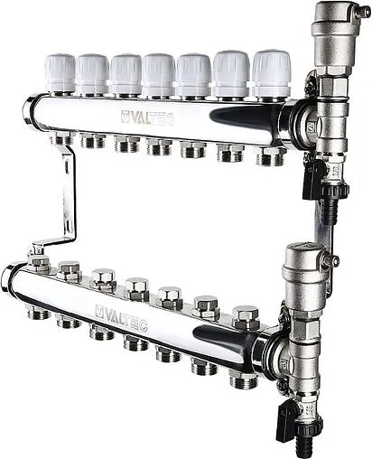 Группа коллекторная без расходомеров 7 отводов 1&quot;в/в x ¾&quot;ек Valtec VTc.588.EMNX.0607