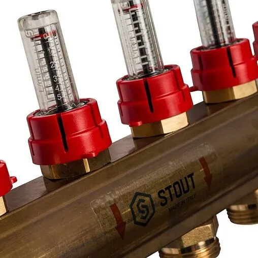 Группа коллекторная с расходомерами 6 отводов 1&quot;в/в x ¾&quot;ек Stout SMB 0473 000006