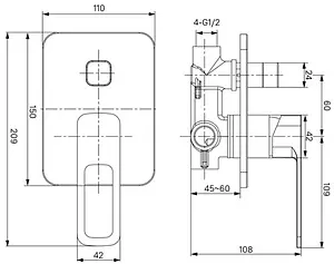 Смеситель для ванны скрытого монтажа IDDIS Slide чёрный матовый SLIBL00i67 Смеситель для ванны скрытого монтажа IDDIS Slide чёрный матовый SLIBL00i67, 2