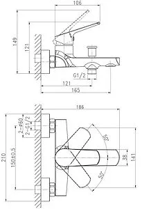Комплект для ванны 3 в 1 Cersanit Flavis хром 64508, 3