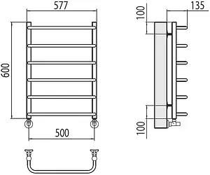 Полотенцесушитель водяной лесенка Terminus Стандарт П6 500х600 полированная сталь 4670078530332, 2