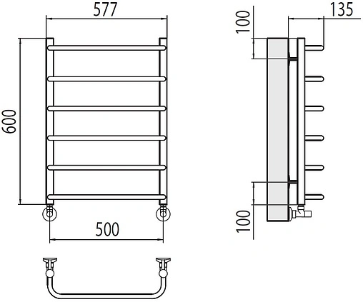 Полотенцесушитель водяной лесенка Terminus Стандарт П6 500х600 полированная сталь 4670078530332