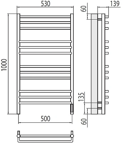 Полотенцесушитель электрический лесенка Terminus Соренто П12 500х1000 электро sensor quick touch полированная сталь 4670078527196