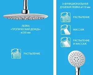 Душевая система со смесителем для ванны Lemark Tropic хром LM7007C Душевая система со смесителем для ванны Lemark Tropic хром LM7007C, 3