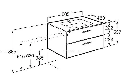Тумба под умывальник подвесная Roca Victoria 80 орех A857470517