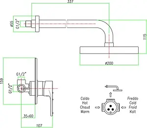 Душевая система со смесителем для душа Fiore Kyma Sky хром 78CR6516 Душевая система со смесителем для душа Fiore Kyma Sky хром 78CR6516, 2