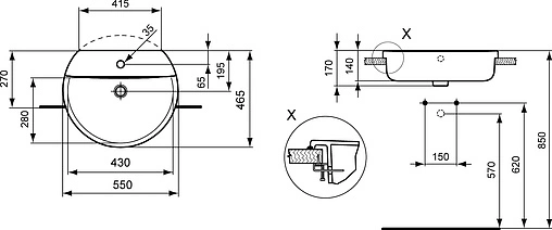 Раковина Ideal Standard Connect Sphere 55 белый E792301