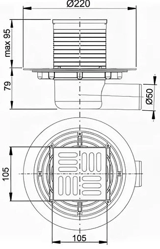 Трап горизонтальный Set AlcaPlast 100x100мм APV1321