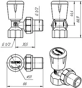 Вентиль регулирующий угловой ½" в/н Valtec VT.017.N.04 Вентиль регулирующий угловой ½" в/н Valtec VT.017.N.04, 2