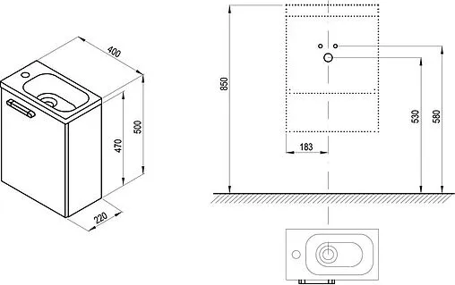 Дверь тумбы под умывальник Ravak Chrome II SD 40 белый/чёрный X000001750