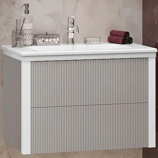 Тумба-умывальник подвесной Opadiris Рубинно 80 серый глянцевый 00-00007340+640177