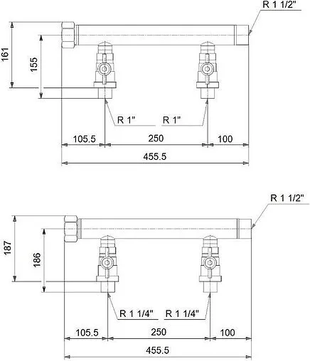 Коллектор напорный и всасывающий для установок Grundfos CMBE TWIN 1&quot; 99229422