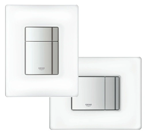 Клавиша смыва для унитаза Grohe Skate Cosmopolitan Glass 38845MF0 кнопки/хром глянцевый, панель/стекло белый Клавиша смыва для унитаза Grohe Skate Cosmopolitan Glass 38845MF0 кнопки/хром глянцевый, панель/стекло белый