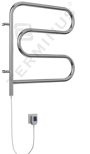 Полотенцесушитель электрический F-образный Terminus Электро 25 ПСЭ F 500х500 полированная сталь 4620768883880
