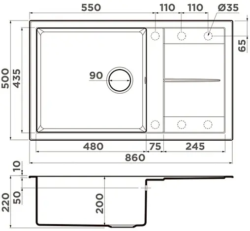 Мойка кухонная Omoikiri Sumi 86-PL платина 4993651