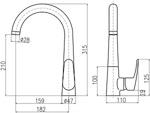 Смеситель для кухни Rav Slezak Amur чёрный матовый/хром AM719.5CMATC, 2