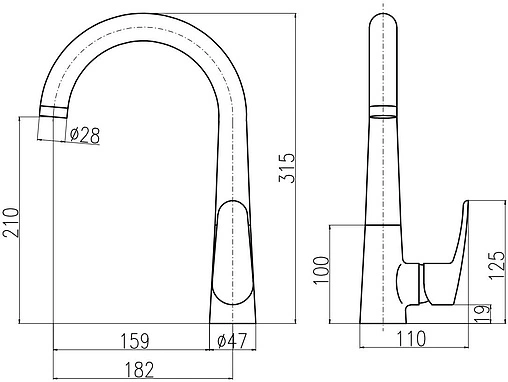 Смеситель для кухни Rav Slezak Amur чёрный матовый/хром AM719.5CMATC