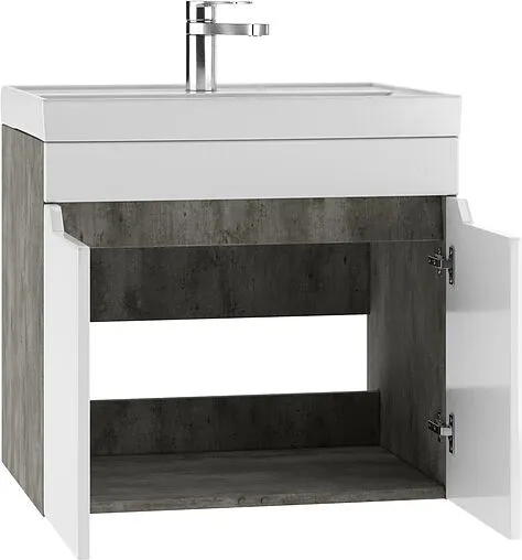Тумба-умывальник подвесной Айсберг Мечта 60 белый/бетон DM2335T+4607152361674