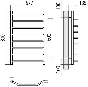Полотенцесушитель водяной лесенка Terminus Виктория П8 500х800 бп600 полированная сталь 4670078530127, 2
