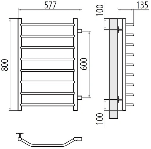 Полотенцесушитель водяной лесенка Terminus Виктория П8 500х800 бп600 полированная сталь 4670078530127