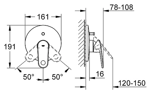 Смеситель для ванны скрытого монтажа Grohe Europlus II хром 19536002
