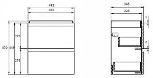 Тумба-умывальник подвесная Cersanit Moduo 50 белый 64139+, 2