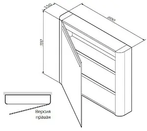 Шкаф-зеркало Am.Pm Sensation 80 R орех M30MCR0801NF Шкаф-зеркало Am.Pm Sensation 80 R орех M30MCR0801NF, 2
