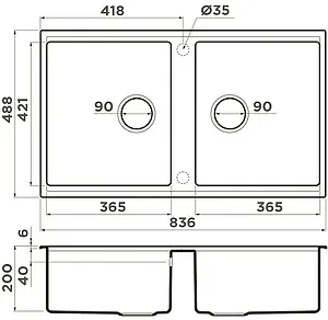 Мойка кухонная Omoikiri Kitagawa 83-2-U-GB графит 4993811 Мойка кухонная Omoikiri Kitagawa 83-2-U-GB графит 4993811, 2