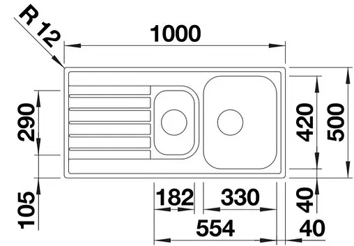 Мойка кухонная Blanco Livit II 6 S 100 нержавеющая сталь 526623