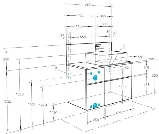 Тумба-умывальник подвесная Aquaton Мишель 80 дуб эндгрейн 1A2445K3MIDU0