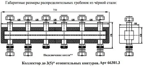 Коллектор распределительный 5 контуров 1½&quot;н x 1½&quot;нг Meibes M66301.31RU
