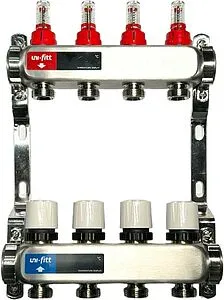 Группа коллекторная с расходомерами 4 отвода 1"в/в x ¾"ек Uni-fitt TECHNO 450W4304 Группа коллекторная с расходомерами 4 отвода 1"в/в x ¾"ек Uni-fitt TECHNO 450W4304, 1