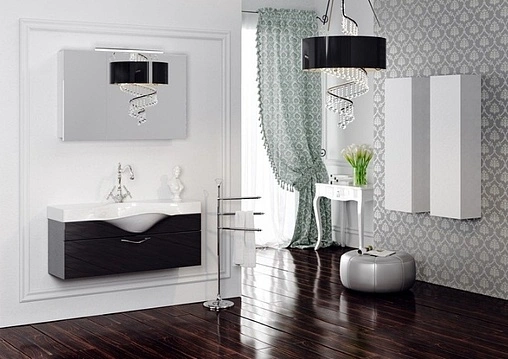 Тумба-умывальник подвесная Aqwella Broadway 110 чёрный Brw.01.10/001/BLK+Brw.11.04.D