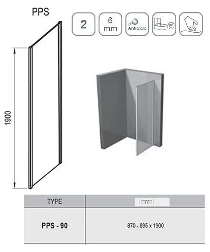 Боковая стенка 900мм прозрачное стекло Ravak Pivot PPS-90 90G70C00Z1