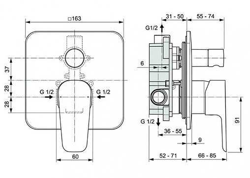 Комплект для душа 6 в 1 Ideal Standard Esla хром BD002XC