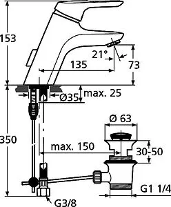Смеситель для раковины Ideal Standard CeraMix blue хром A5646AA Смеситель для раковины Ideal Standard CeraMix blue хром A5646AA, 2