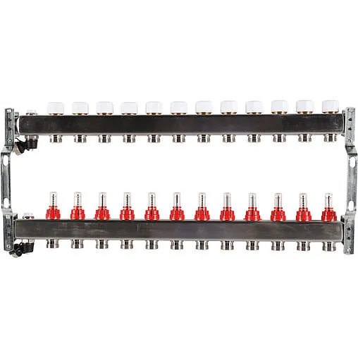 Группа коллекторная с расходомерами 12 отводов 1&quot;в/в x ¾&quot;ек Rommer RMS-1201-000012